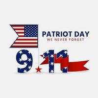 Patriot day 9 11 with a ribbon attached to the flag stick vector