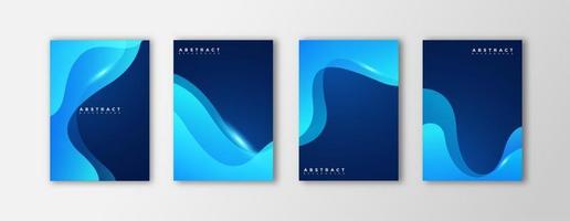 Minimal covers design wave blue gradient shape composition vector