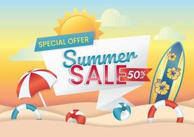 summer sale promotion on the beach background vector