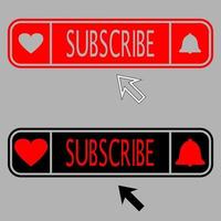 Set of red and black button subscribe with arrow cursor vector