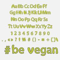 Vegan alphabet Vegetarian font vector