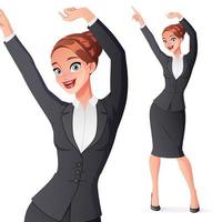 Happy businesswoman dancing vector illustration