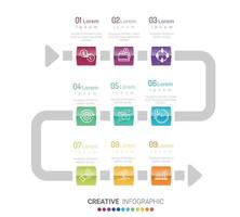 Vector Infographic design with 9 options or steps