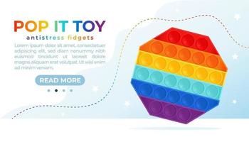 Web banner with Pop It Antistress Fidgets Toy in rainbow color vector