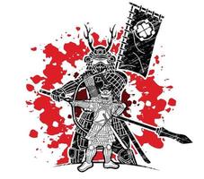 Samurai Warrior with Weapon Action vector