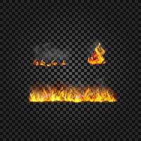 Realistic fire animation sprites flames vector set