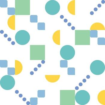 Semicircle and square circle shapes in green tone form a pattern. vector