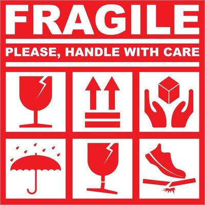 PRINTABLE FRAGILE PLEASE HANDLE WITH CARE - WHITE RED COLOR
