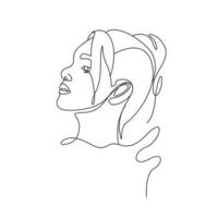 woman head oneline art style vector