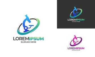 Microscope Lab Logo Template Design, Science logo icon template vector