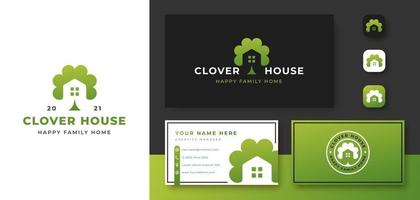 clover three leaf house logo design vector