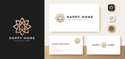 luxury Flower house logo design vector