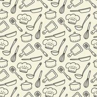 Restaurant Chef. Cute hand drawn seamless pattern in doodle style vector