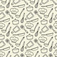 Restaurant Chef. Cute hand drawn seamless pattern in doodle style vector