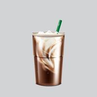 Iced coffee latte in plastic cup isolated on white background. vector