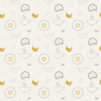 seamless pattern with breakfast, coffee, and cookies vector