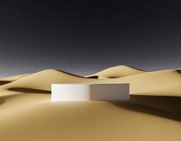podium on desert dunes with starry sky photo