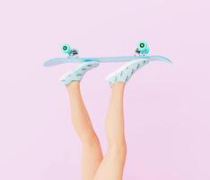 female legs with skateboard photo