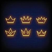 Crowns Neon Signboard On Brick Wall vector