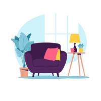 Interior of the living room with furniture. vector