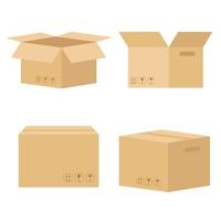 conjunto de cajas de cartón para paquetes de mercancías y productos vector