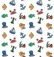 Isolated marine and fishing seamless pattern vector