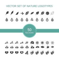 Vector set of 50 ecology icons, nature logo