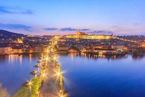 Prague castle, charles bridge and Vltava river in Prague photo
