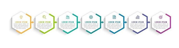 Infographic Design Template with Icons and 7 Options or Steps vector