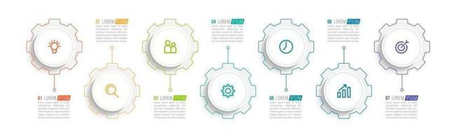 Infographic Design Template with Icons and 7 Options or Steps vector