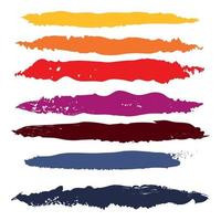 Various strokes of color paint on white background - Vector