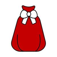 Red santa claus bag with gifts and bow. vector