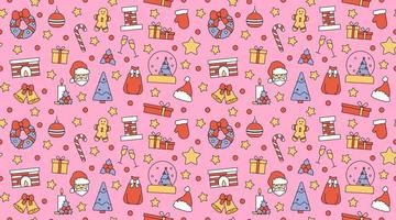 Seamless repeating pattern with Christmas and Happy New Year symbols vector