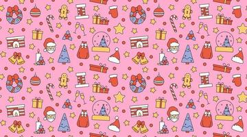 Seamless repeating pattern with Christmas and Happy New Year symbols vector