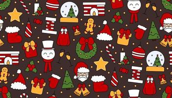 Seamless repeating pattern with Christmas and Happy New Year symbols