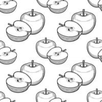 apple seamless pattern black and white vector