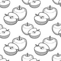 apple seamless pattern black and white vector