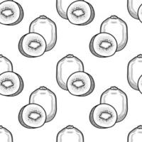 kiwi seamless pattern black and white vector