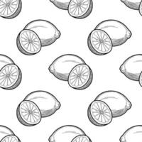 lemon vector seamless pattern black and white