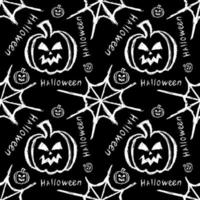 halloween seamless pattern with pumpkin and spider web vector