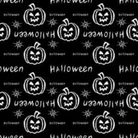 halloween seamless pattern with pumpkin and spider web vector