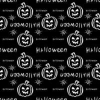 halloween seamless pattern with pumpkin and spider web vector