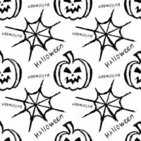 halloween seamless pattern with pumpkin and spider web vector