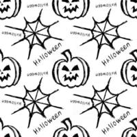 halloween seamless pattern with pumpkin and spider web vector