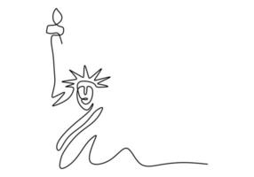 estatua de la libertad en un dibujo de línea continua vector