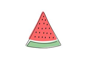 One single line drawing of red watermelon fruit vector