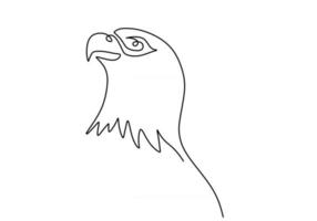 Continuous one line drawing of eagle design silhouette vector