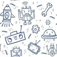 Funny robot childish seamless pattern vector