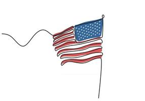 American flag continuous one line drawing vector