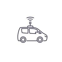 autonomous car icon, linear vector